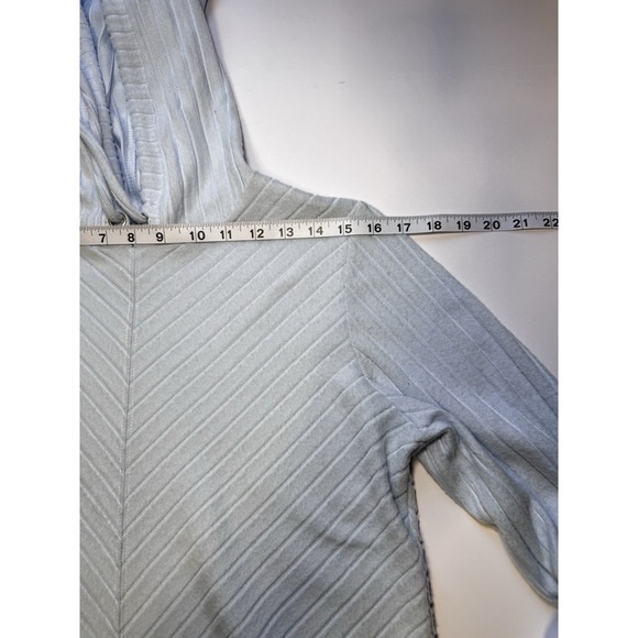 Nine West Ribbed Diagonal Knit Hoodie Women's Size M Pullover Casual‎ Athleisure - Picture 6 of 8